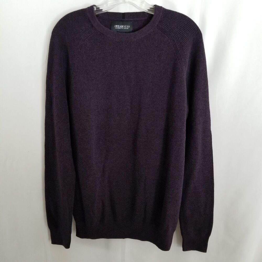 Kenneth Cole Sweater Men's Blue Awearness Pullover Sweater Slim Fit Size Small